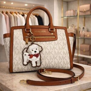 MICHAEL KORS SELMA LARGE SELMA VANILLA TAN SATCHEL SHOULDER BAG